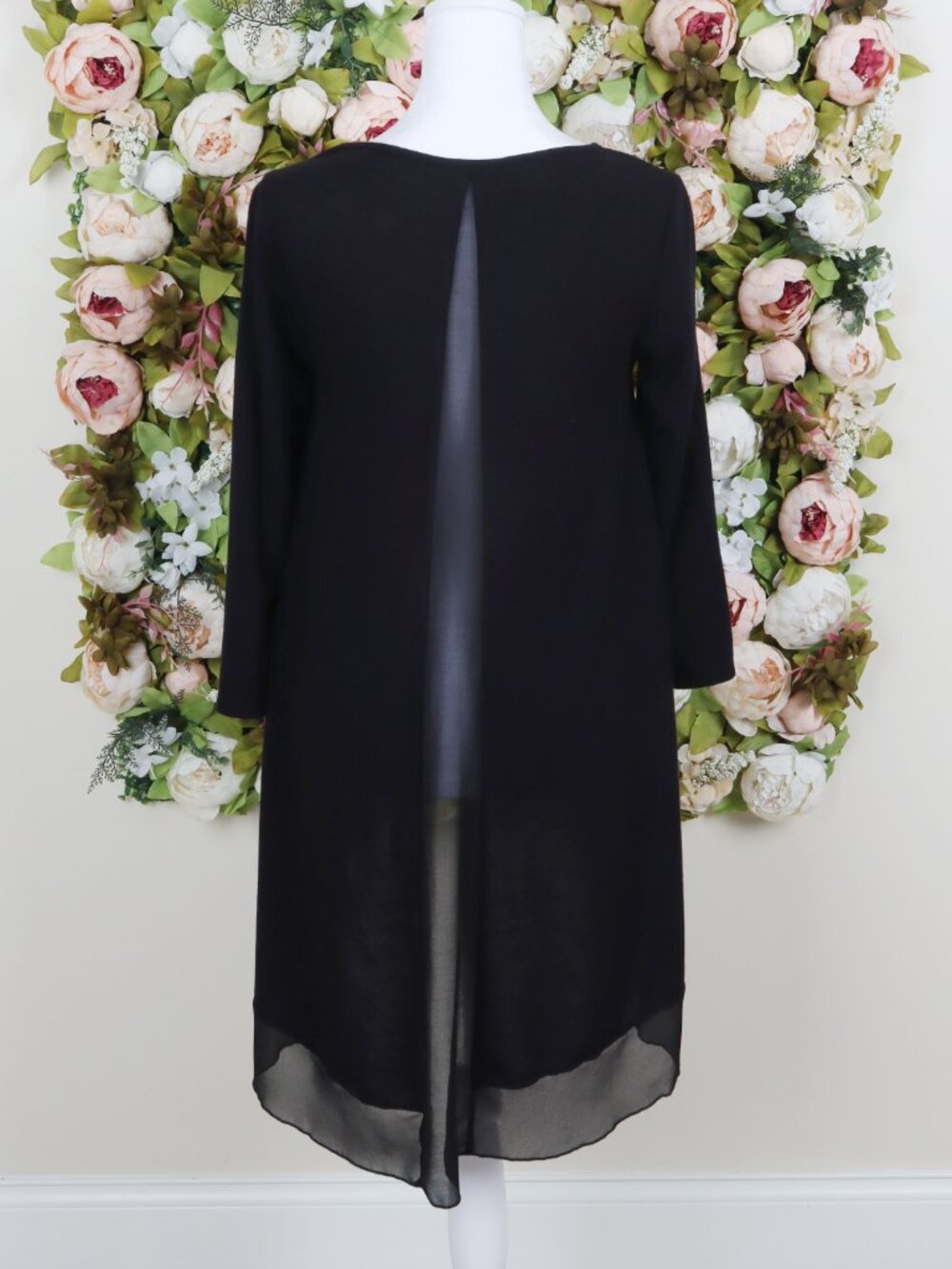 Womens Black Chiffon-Trim Tunic Blouse, Size XS, Bar III - Picture 3 of 5